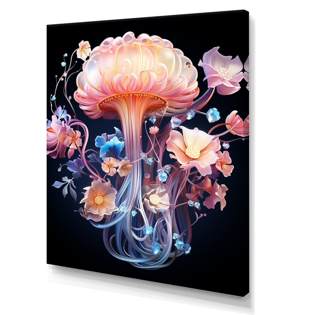 Pink and blue Jellyfish Drift - Coastal Animal Framed Canvas Art