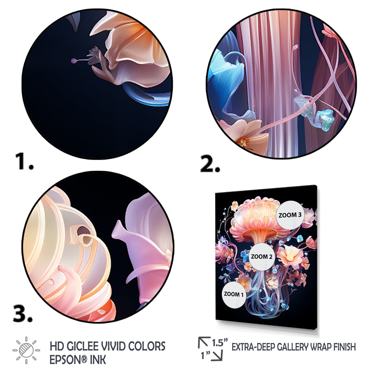 Pink and blue Jellyfish Drift - Coastal Animal Framed Canvas Art