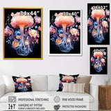 Pink and blue Jellyfish Drift - Coastal Animal Framed Canvas Art