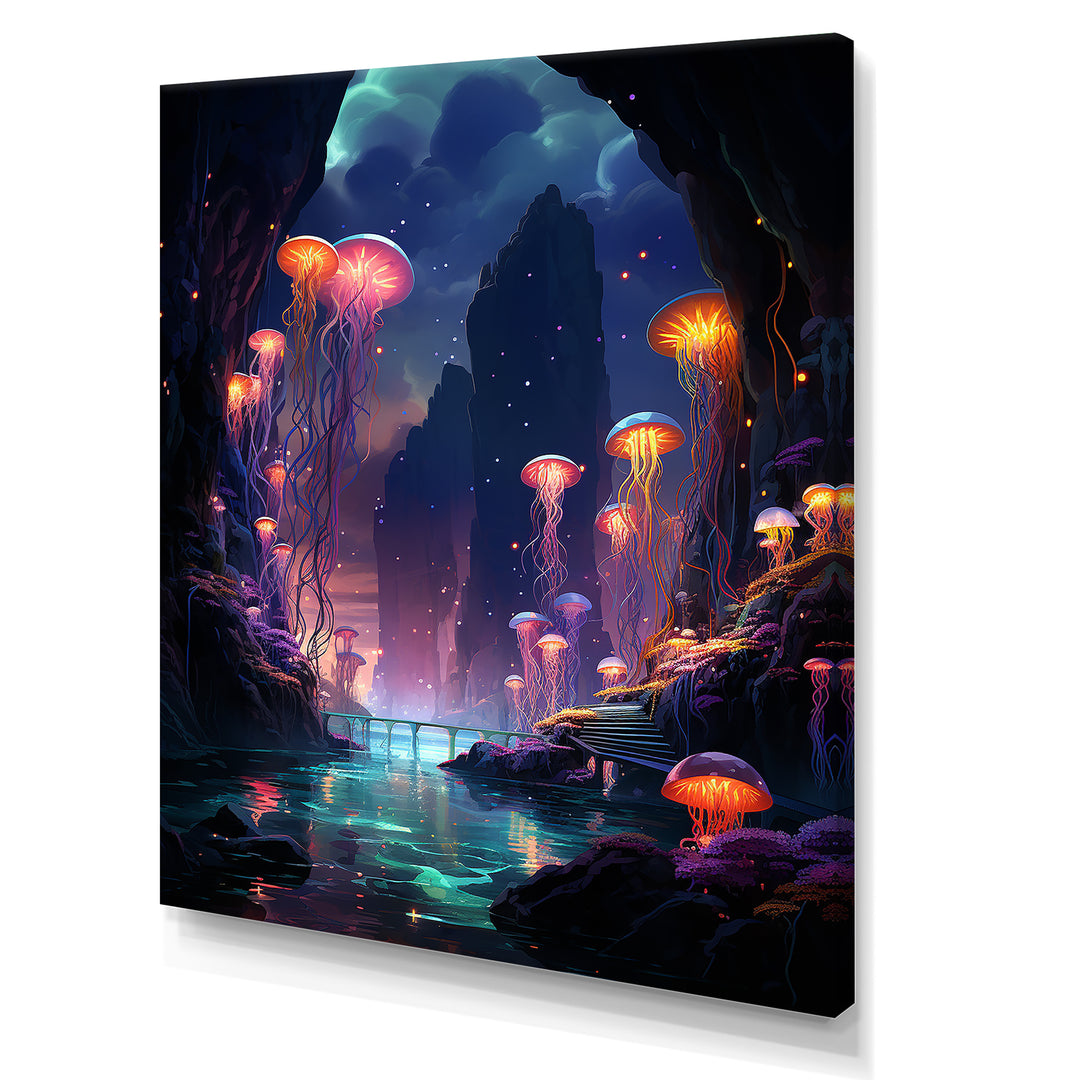Purple and pink Jellyfish Drift - Coastal Animal Large Canvas Wall Art