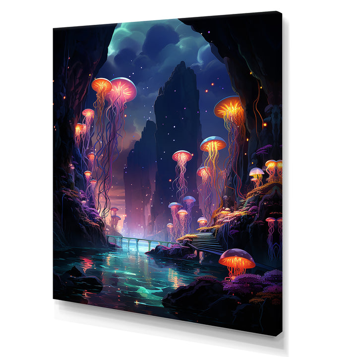 Purple and pink Jellyfish Drift - Coastal Animal Large Canvas Wall Art