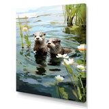 Otters Playtime - Coastal Animal Canvas Wall Art