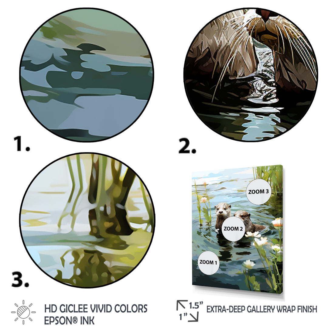 Otters Playtime - Coastal Animal Canvas Wall Art