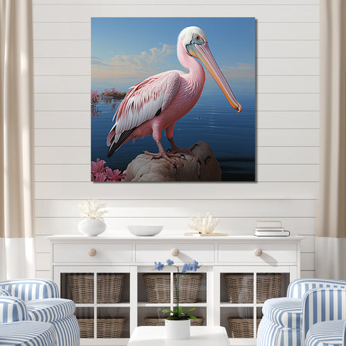 Pink Pelican Poise - Coastal Animal Wall Decor