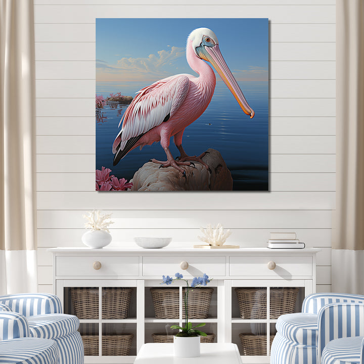 Pink Pelican Poise - Coastal Animal Wall Decor