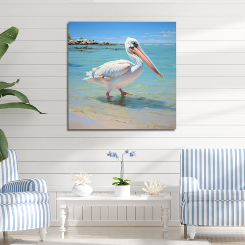 Tropical Pelican Poise - Coastal Animal Wall Art Prints