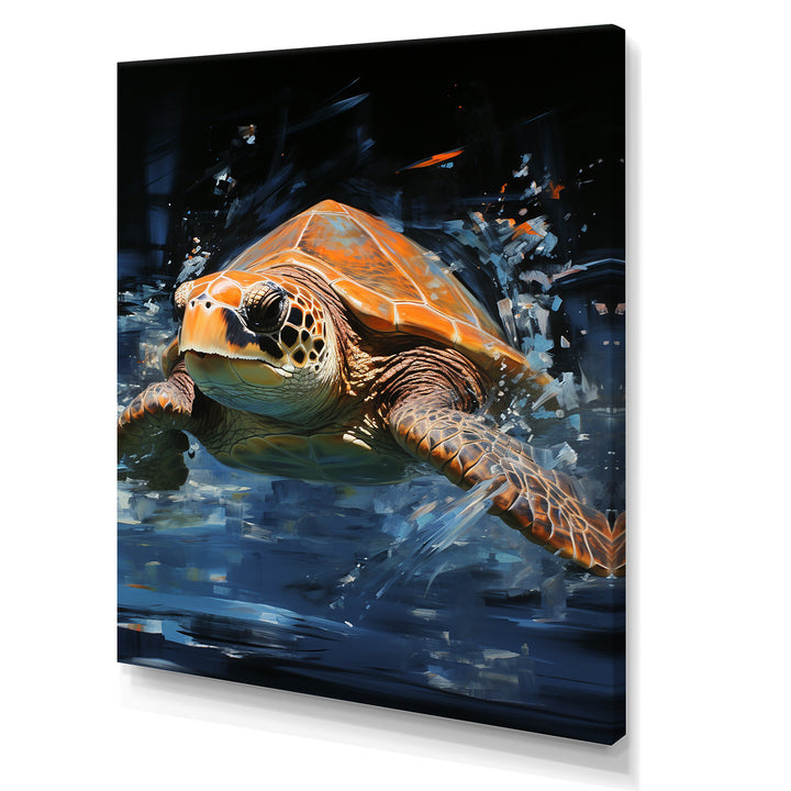 Sea Turtle Journey - Blue Coastal Animal Wall Art