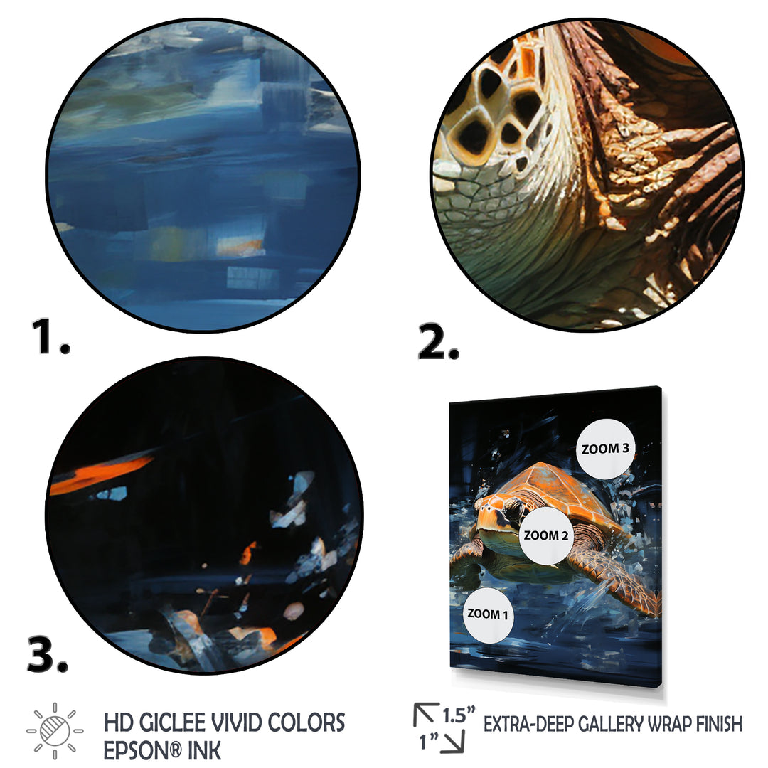 Sea Turtle Journey - Blue Coastal Animal Wall Art
