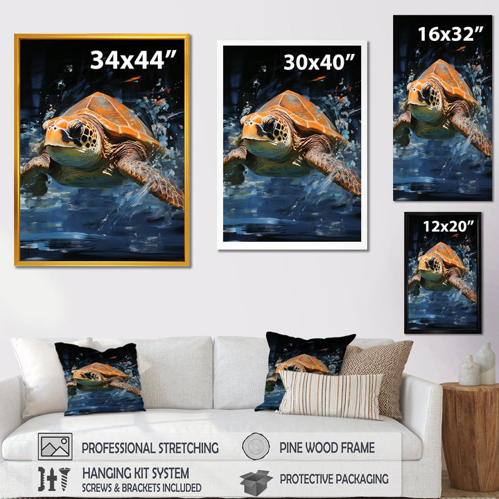 Sea Turtle Journey - Blue Coastal Animal Wall Art