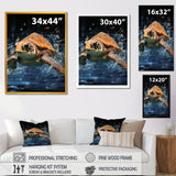 Sea Turtle Journey - Blue Coastal Animal Wall Art
