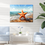 Shoreline Starfish cubic landscape - Coastal Animal Canvas Wall Art