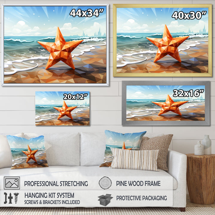 Shoreline Starfish cubic landscape - Coastal Animal Canvas Wall Art