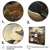 Whales Majesty futuristic - Coastal Animal Canvas Wall Art