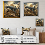 Whales Majesty futuristic - Coastal Animal Canvas Wall Art