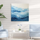 Blue and white modern waves of the Coast I - Coastal Canvas Wall Art