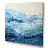 Blue and white modern waves of the Coast I - Coastal Canvas Wall Art