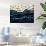 Blue and white Coastal Wave s Edge - Coastal Canvas Wall Art