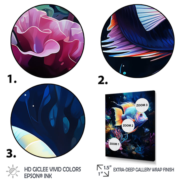 Yellow and blue Marine fish Beauty - Coral Wall Art Prints