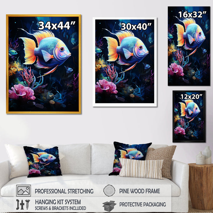 Yellow and blue Marine fish Beauty - Coral Wall Art Prints