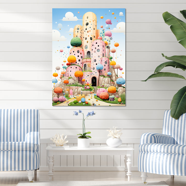 Cubist coral castle children s art - Coral Framed Canvas Art