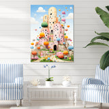 Cubist coral castle children s art - Coral Framed Canvas Art