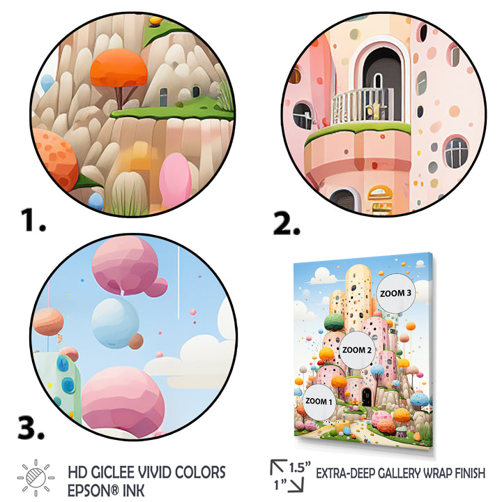 Cubist coral castle children s art - Coral Framed Canvas Art