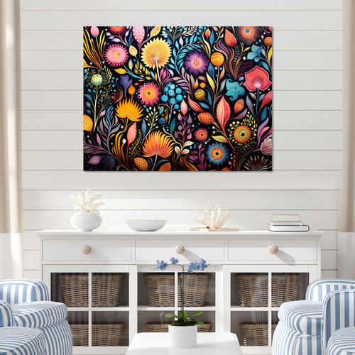 Coral Marine Treasures pattern - Coral Living Room Wall Art