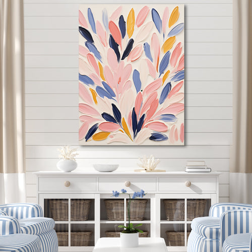 Pink and blue Seabed coral floral - Coral Bedroom Wall Art