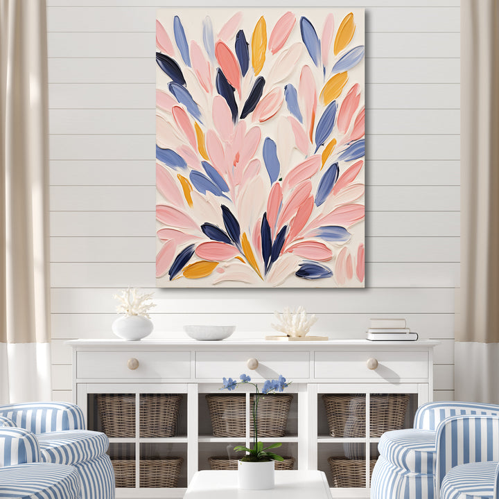 Pink and blue Seabed coral floral - Coral Bedroom Wall Art