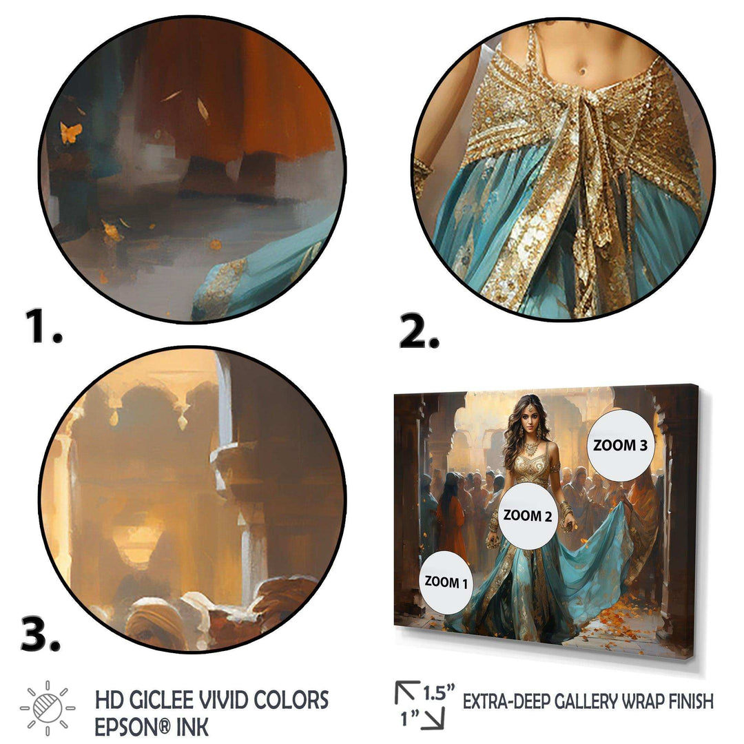 Blue and gold Belly Dancer - Fashion Canvas Wall Art