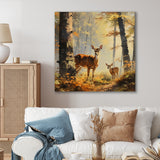 Retro Woods Deer Artistry - Deer Framed Canvas Art