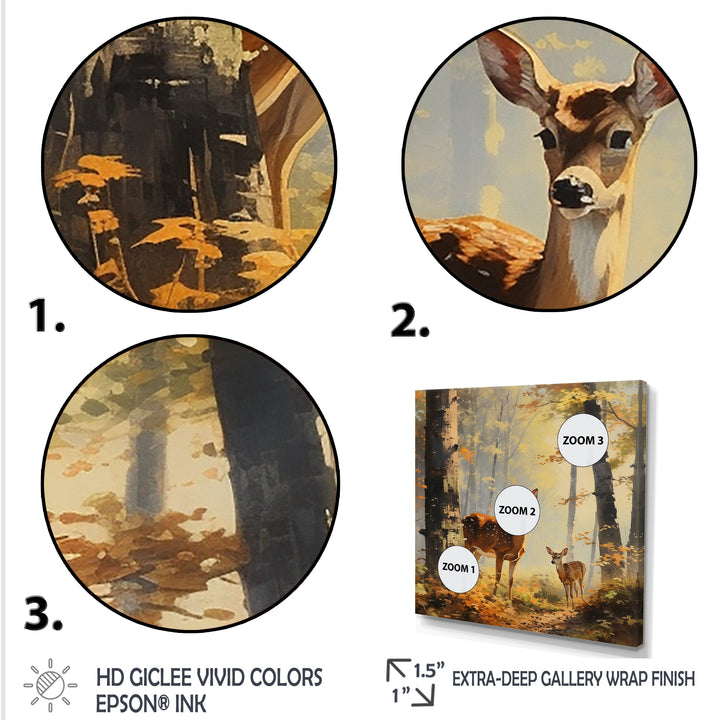 Retro Woods Deer Artistry - Deer Framed Canvas Art