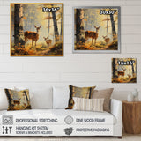 Retro Woods Deer Artistry - Deer Framed Canvas Art