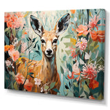 Pink and green deer blooms - Deer Large Canvas Wall Art
