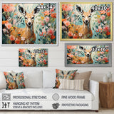 Pink and green deer blooms - Deer Large Canvas Wall Art