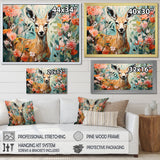 Pink and green deer blooms - Deer Large Canvas Wall Art