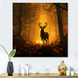 Brown Majestic Forest Deer - Deer Living Room Wall Art