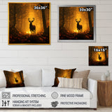 Brown Majestic Forest Deer - Deer Living Room Wall Art