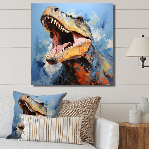 Blue dinosaur hunters - Dinosaur Wall Art Prints