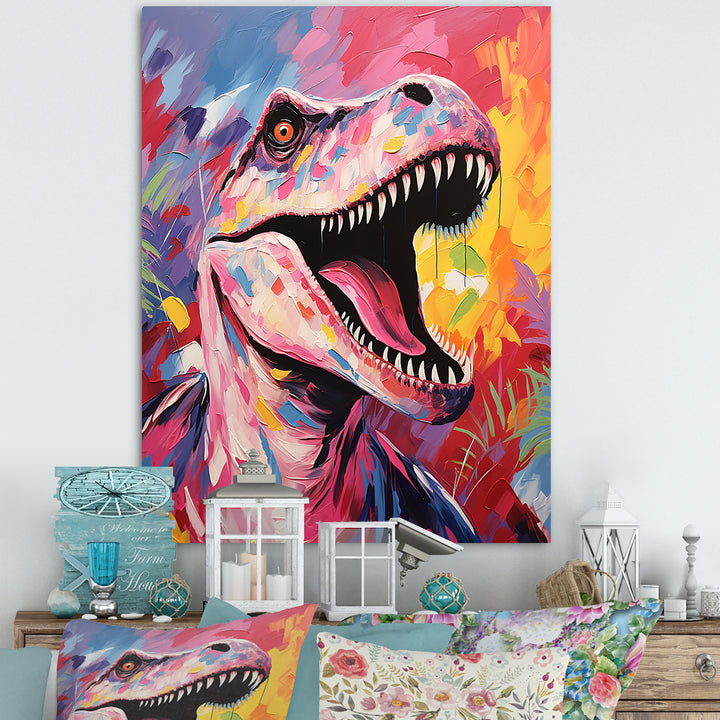 Popart Dino elegance - Dinosaur Framed Canvas Art
