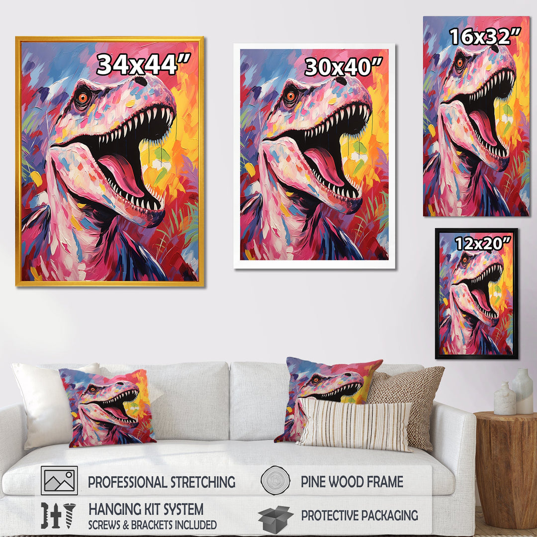 Popart Dino elegance - Dinosaur Framed Canvas Art