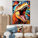 Cubist Colorful TRex Dino II - Animals Canvas Wall Art