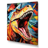 Cubist Colorful TRex Dino II - Animals Canvas Wall Art