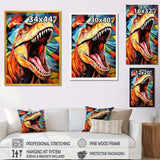 Cubist Colorful TRex Dino II - Animals Canvas Wall Art