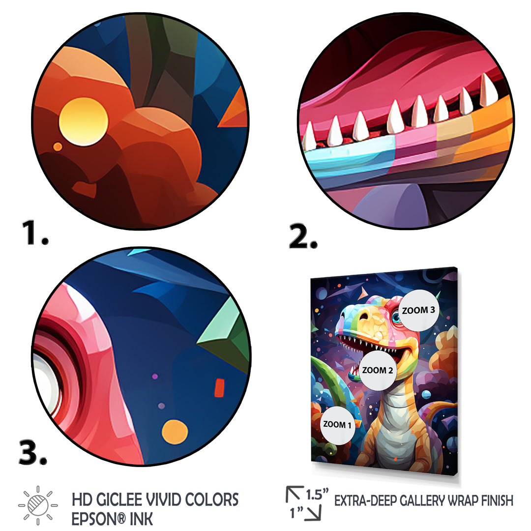 Cubist cute dinosaur for kids - Dinosaur Bedroom Wall Art