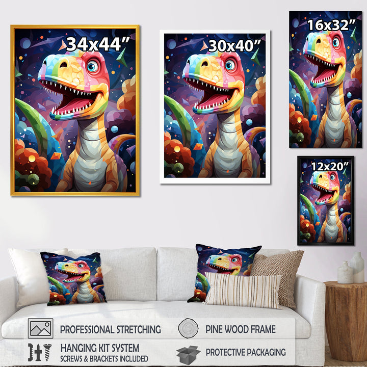 Cubist cute dinosaur for kids - Dinosaur Bedroom Wall Art