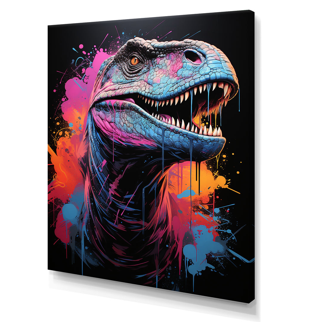 Blue and Purple Prehistoric dinosaur portrait - Dinosaur Wall Decor