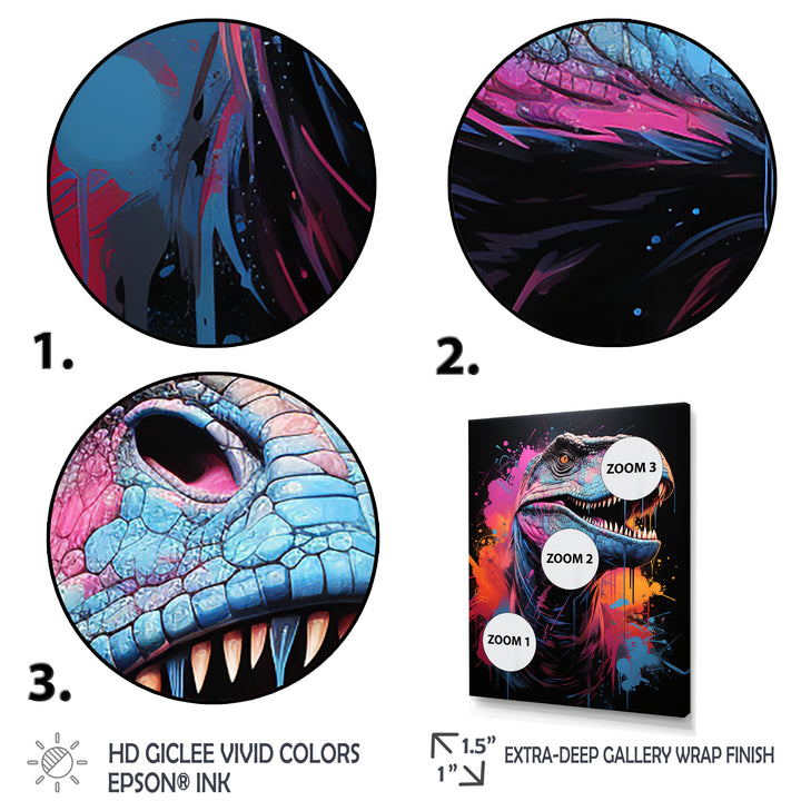 Blue and Purple Prehistoric dinosaur portrait - Dinosaur Wall Decor