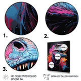 Blue and Purple Prehistoric dinosaur portrait - Dinosaur Wall Decor