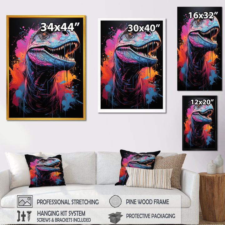 Blue and Purple Prehistoric dinosaur portrait - Dinosaur Wall Decor